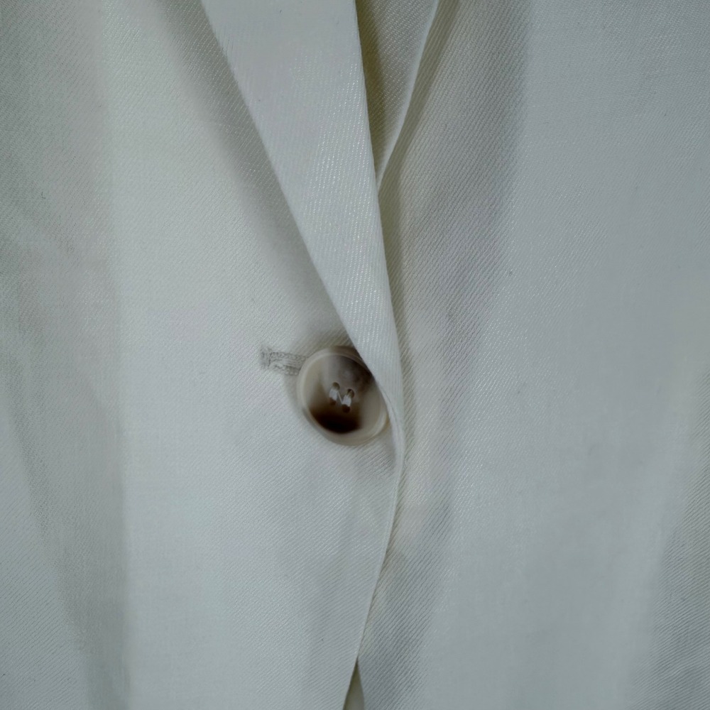 ANTHROPOLOGIE MAEVE LINEN BLEND BLAZER OFF-WHITE MEDIUM BUSINESS OFFICE WORKWEAR - Picture 4 of 13